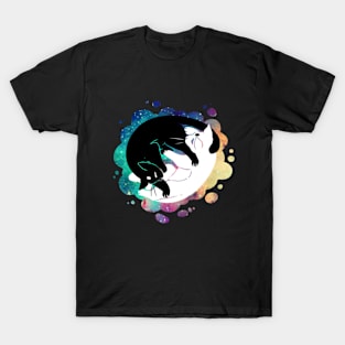 Yin Yang Cosmos Cats T-Shirt